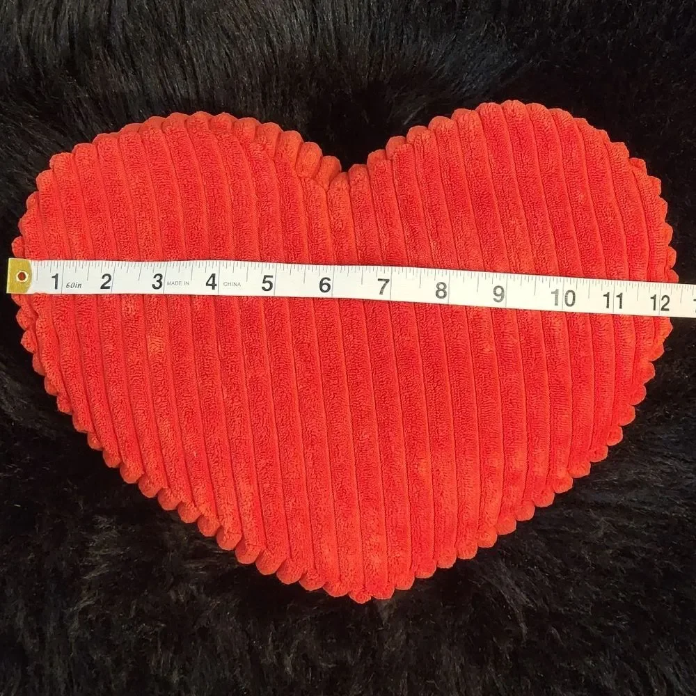 Red Faux Fur Heart Shaped Throw Pillow, 12.5